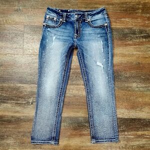 Miss Me Distressed Paint Splatter Boyfriend Capri Jeans Size 27
